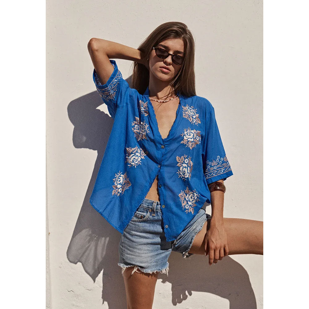 Auguste Rosalie Blouse - Cobalt
