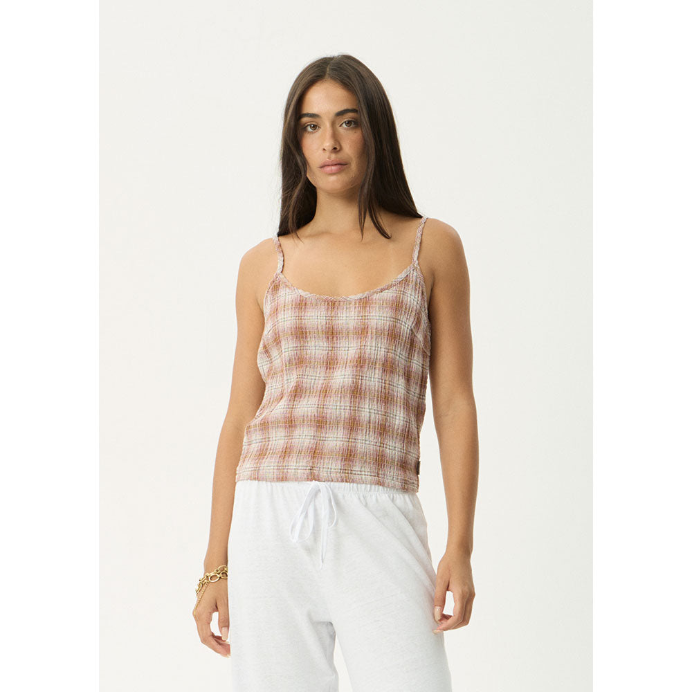 Afends Bree Seersucker Top - Desert Check