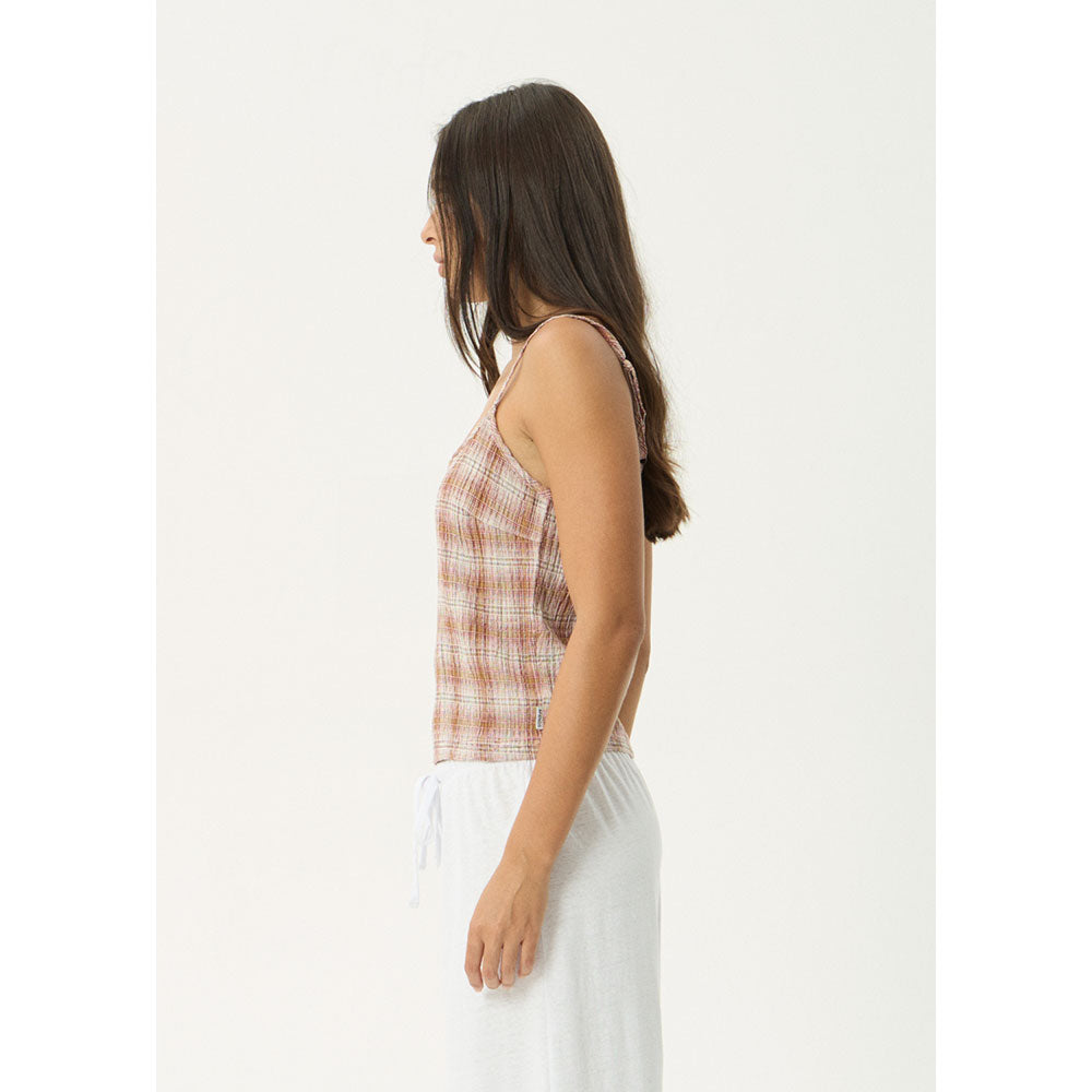 Afends Bree Seersucker Top - Desert Check