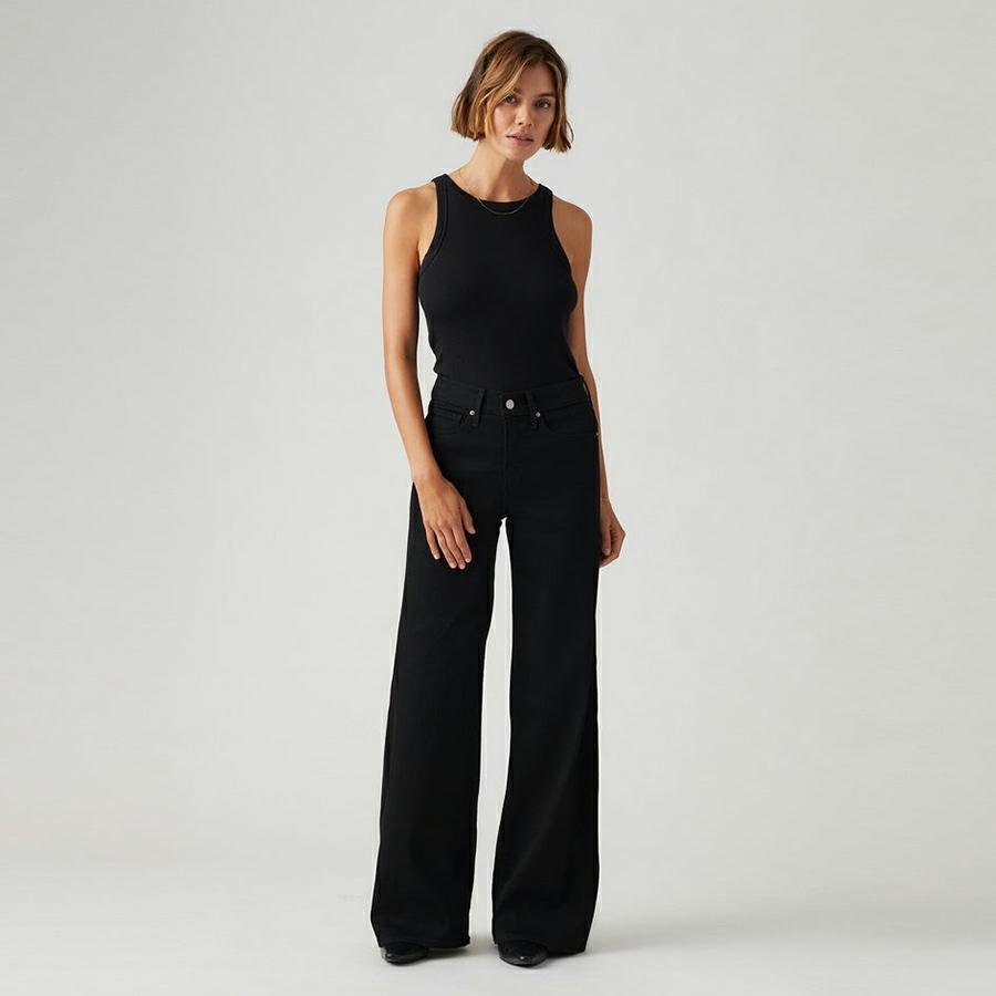 Levis 318 Shaping Wide Leg Jean - Soft Black