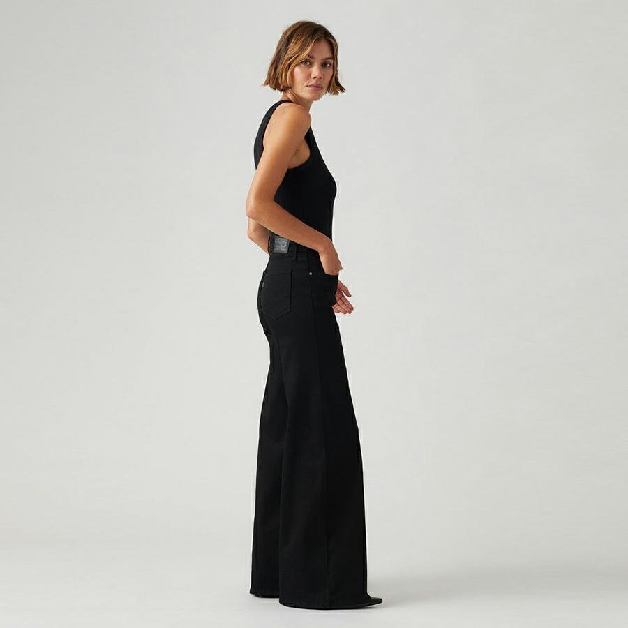 Levis 318 Shaping Wide Leg Jean - Soft Black