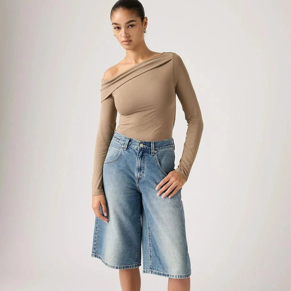 Levis Clara Off Shoulder Long Sleeve Top - Pine Bark