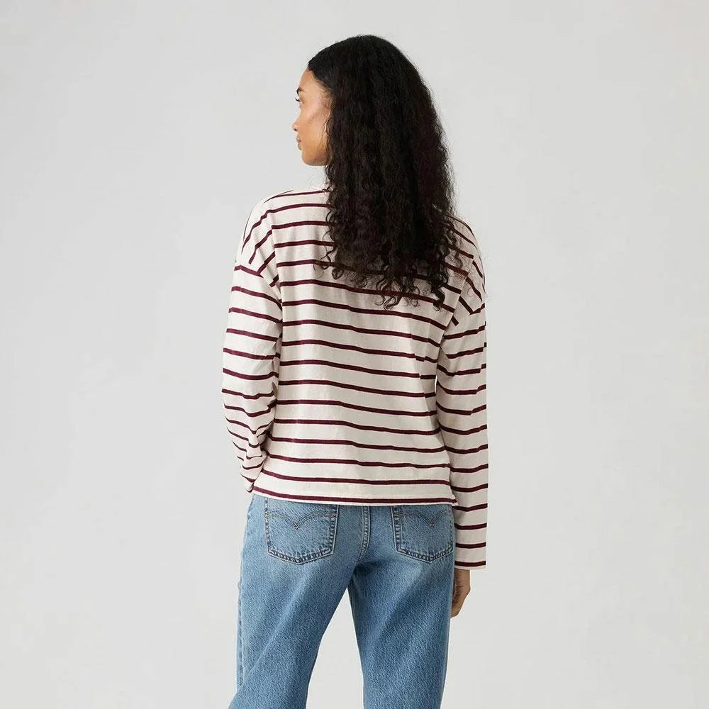 Levis Julie Slub Long-Sleeve Tee - Egret/Port