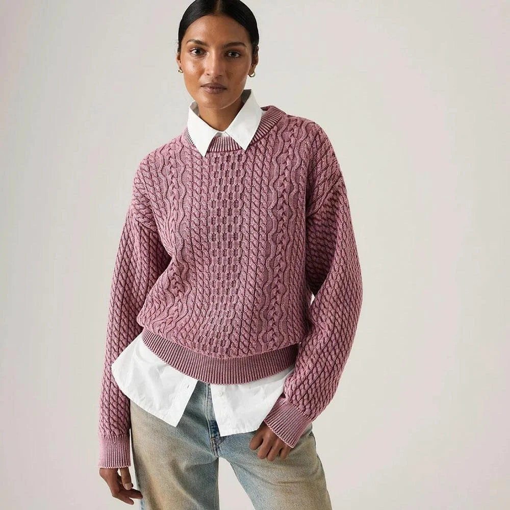 Levis Leilah Cable Crew Neck Sweater - Washed Berry