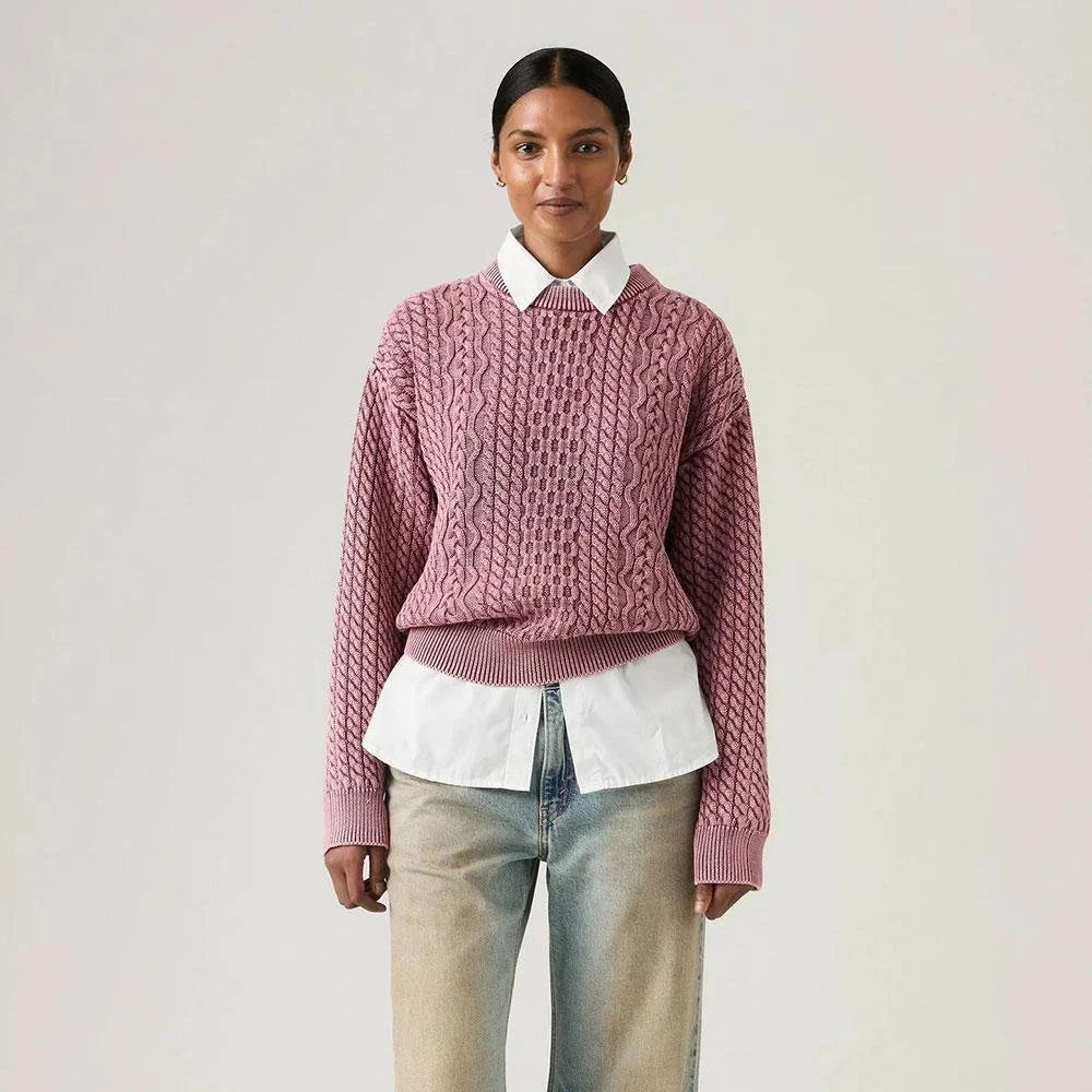 Levis Leilah Cable Crew Neck Sweater - Washed Berry
