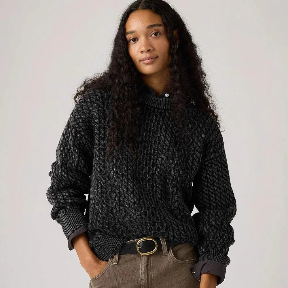 Levis Leilah Cable Crew Neck Sweater - Washed Anthracite