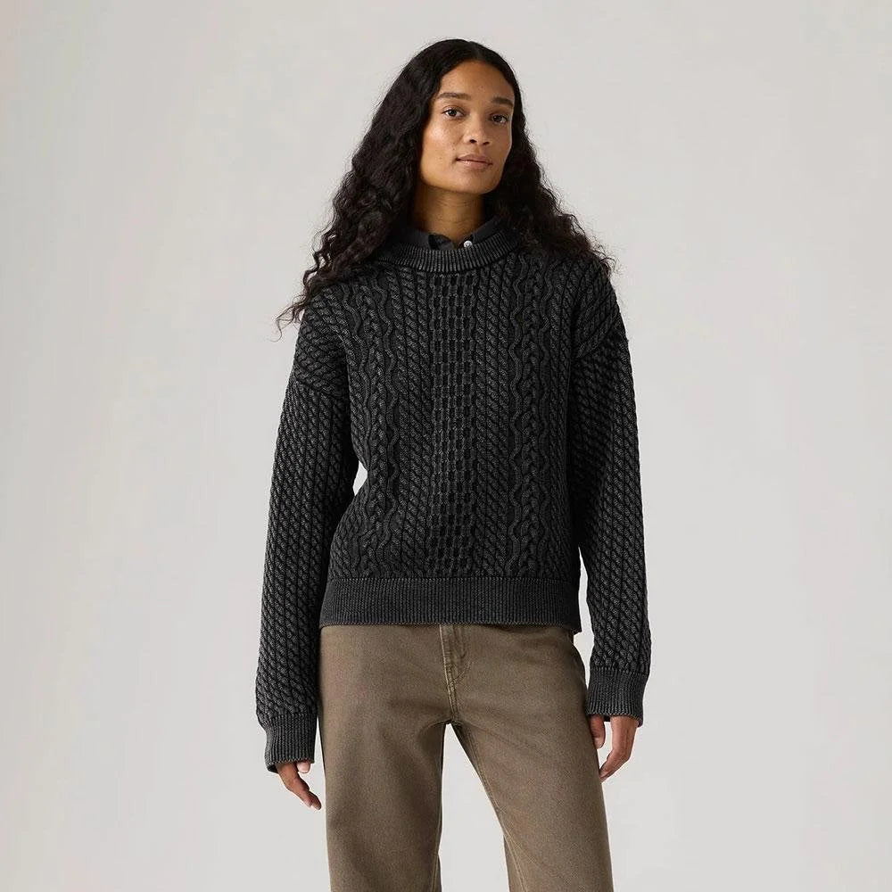 Levis Leilah Cable Crew Neck Sweater - Washed Anthracite
