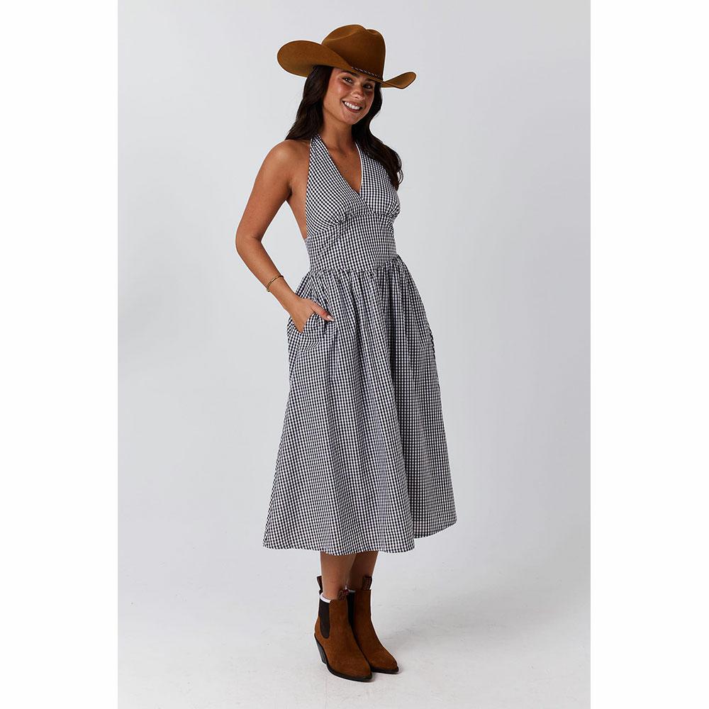 Ringers Western Charmayne Gingham Halter Neck Midi Dress