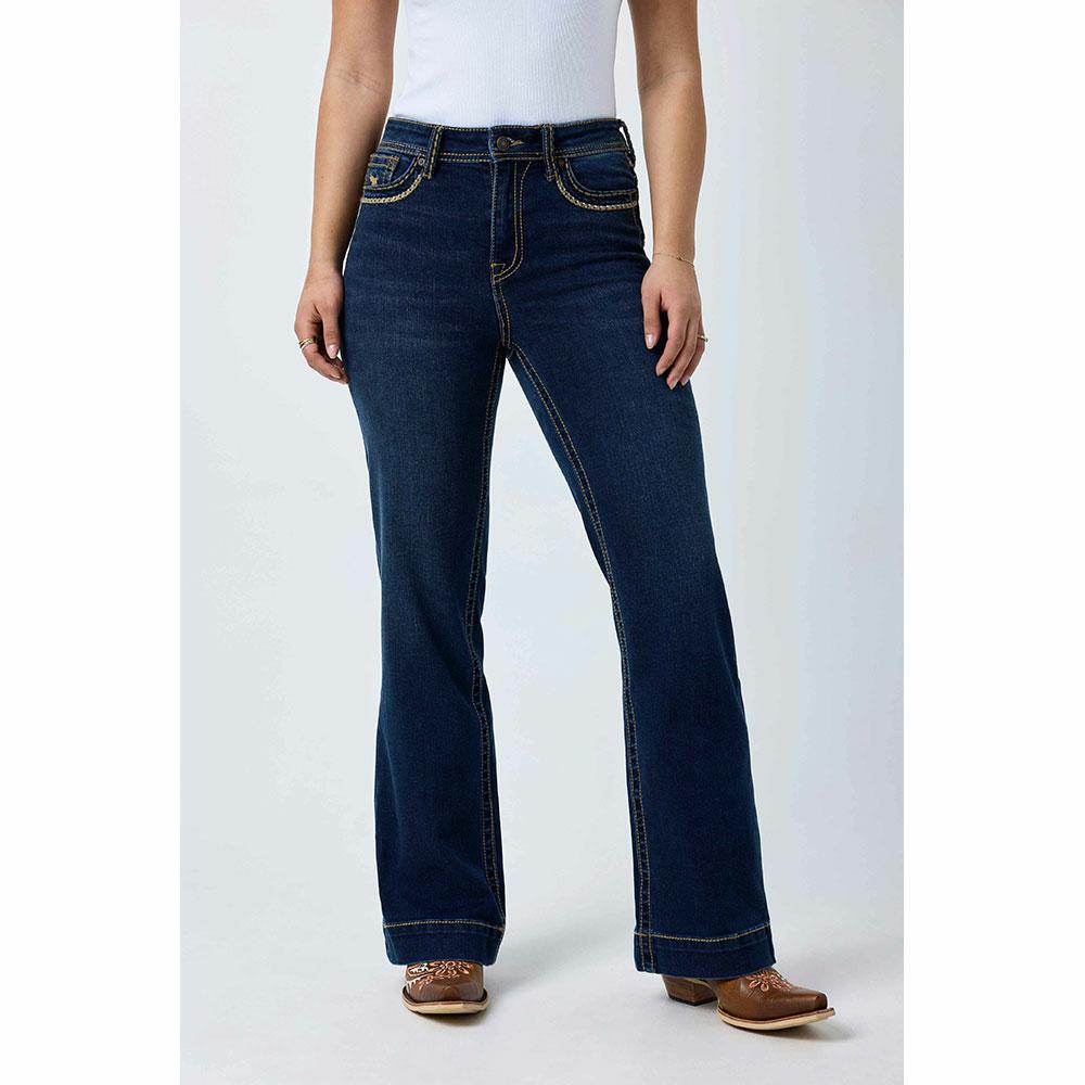 Ringers Western Indi Rodeo Saddle Stitch High Rise Wide Bootleg Jean