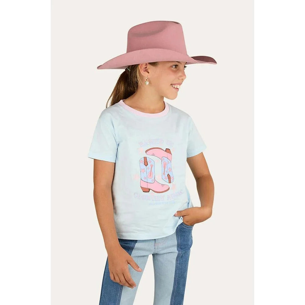 Ringers Western Raised On Country Music Kids T-Shirt