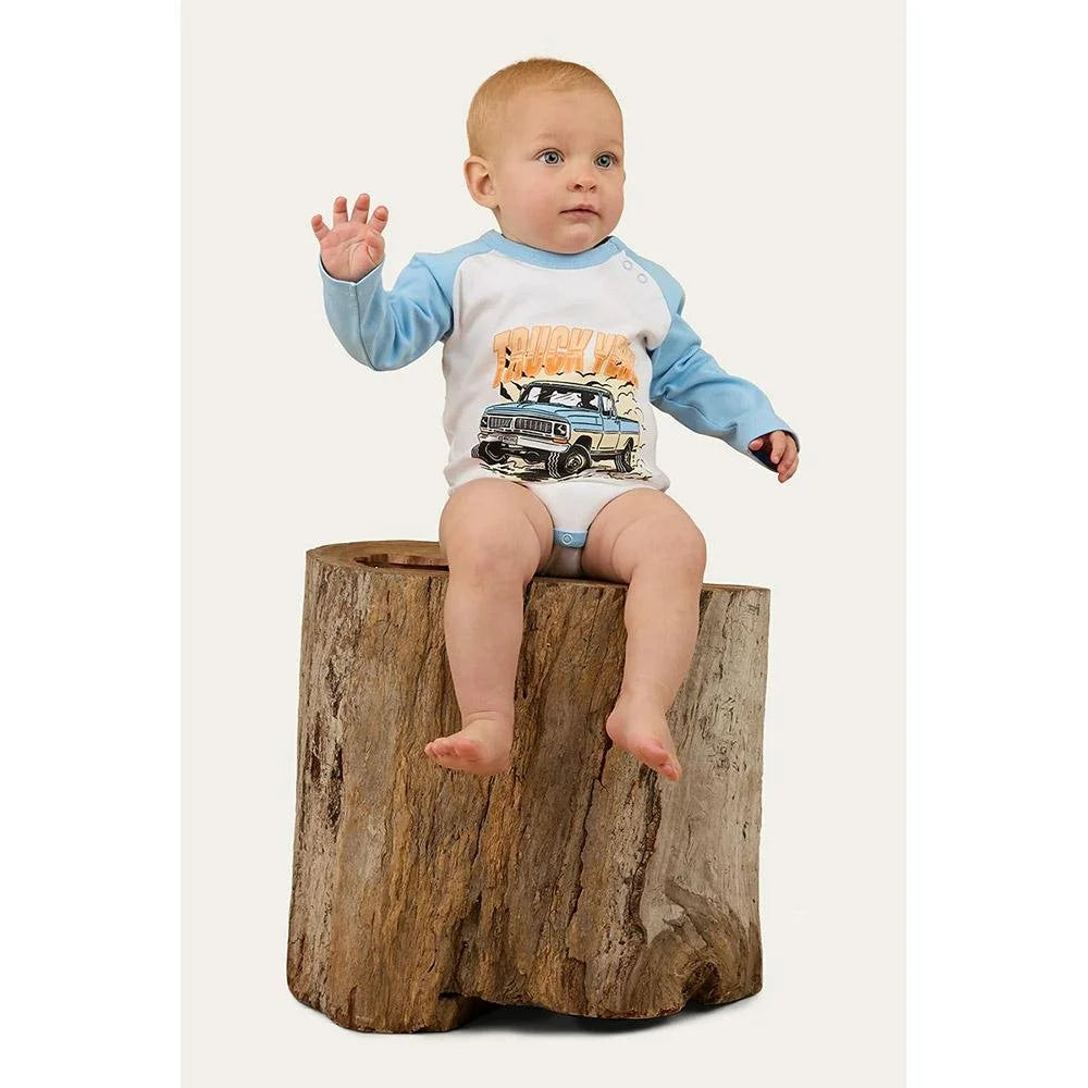 Ringers Western Trucker Kid Babies LS Romper