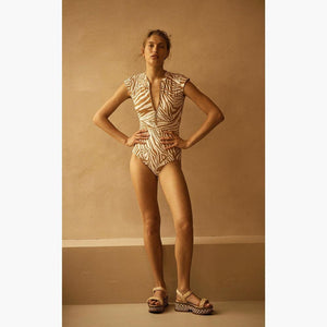 Aur Ocea Notae Cap Sleeve One Piece