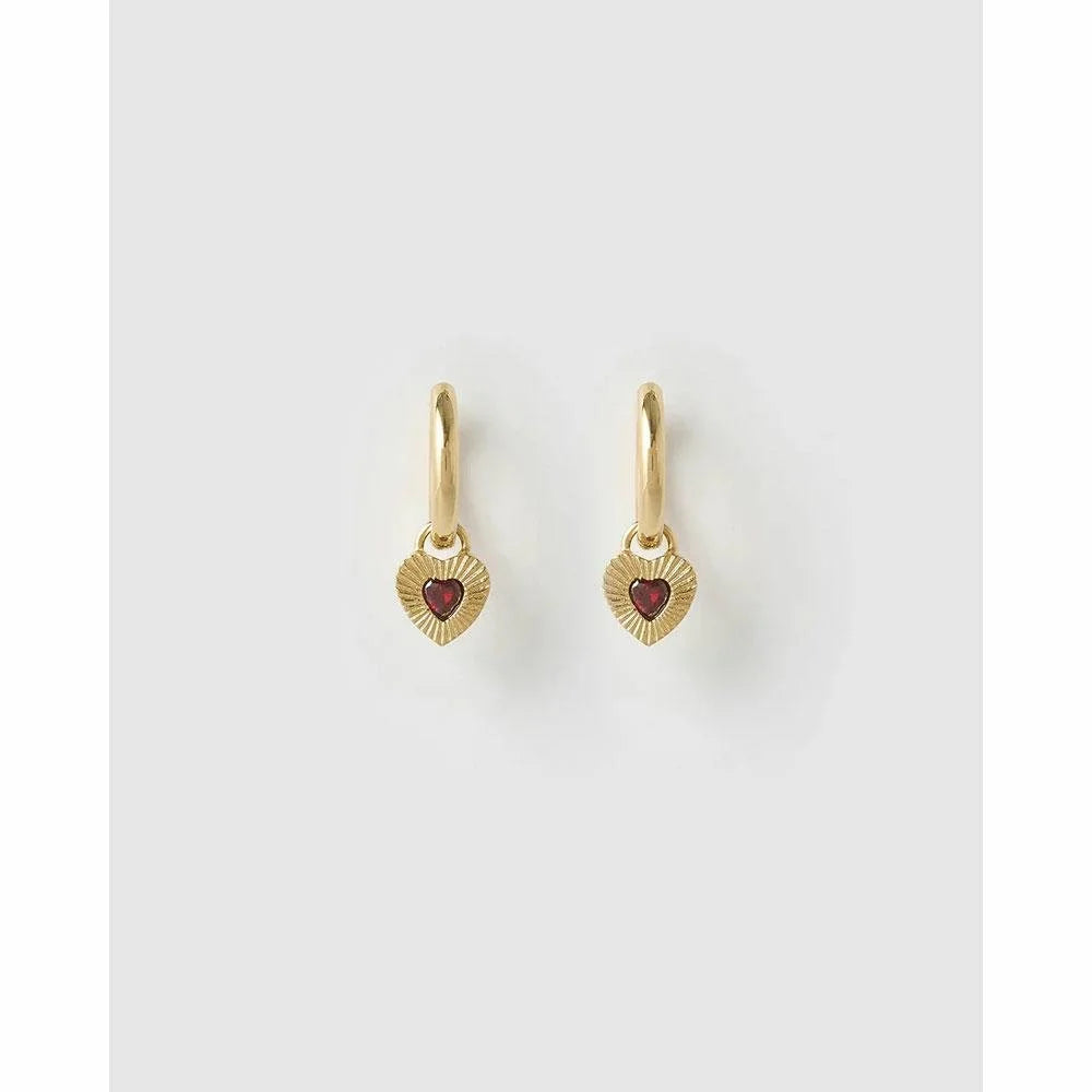 Arms of Eve Ruby Heart Earrings
