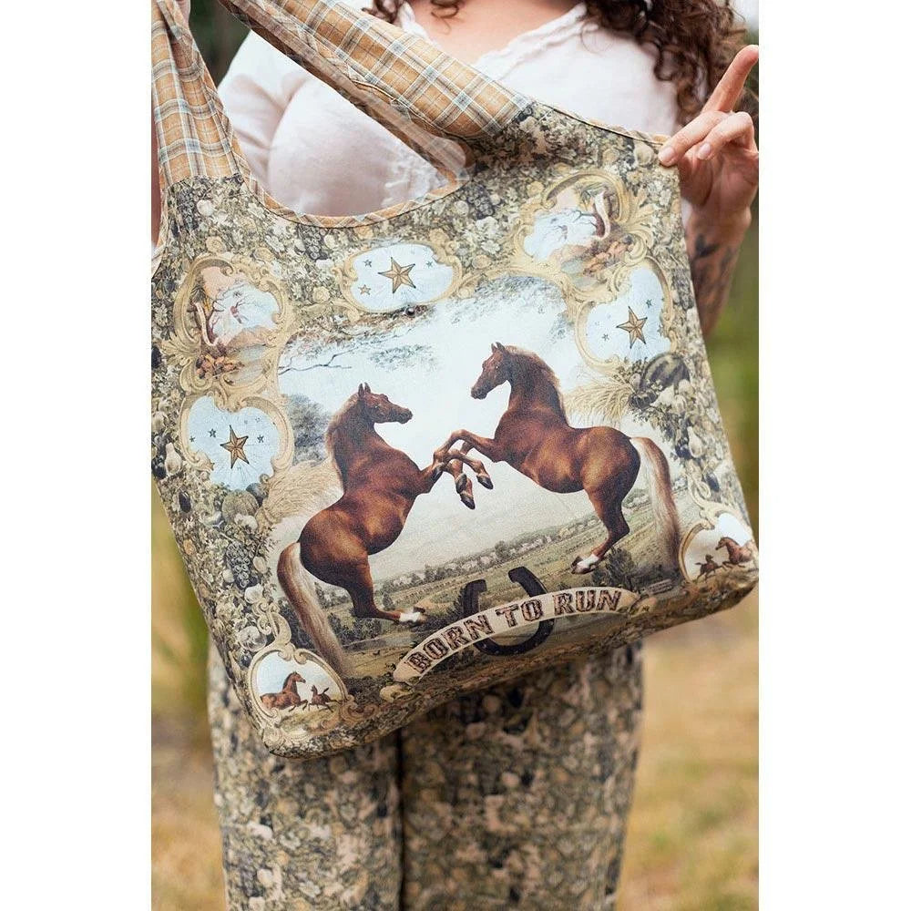 Market of Stars Born To Run Boho Tote Bag