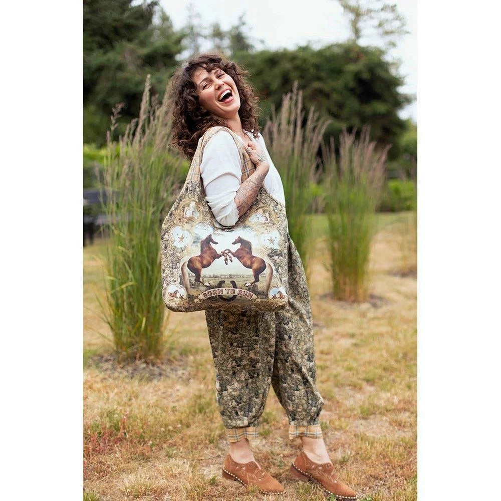 Market of Stars Born To Run Boho Tote Bag