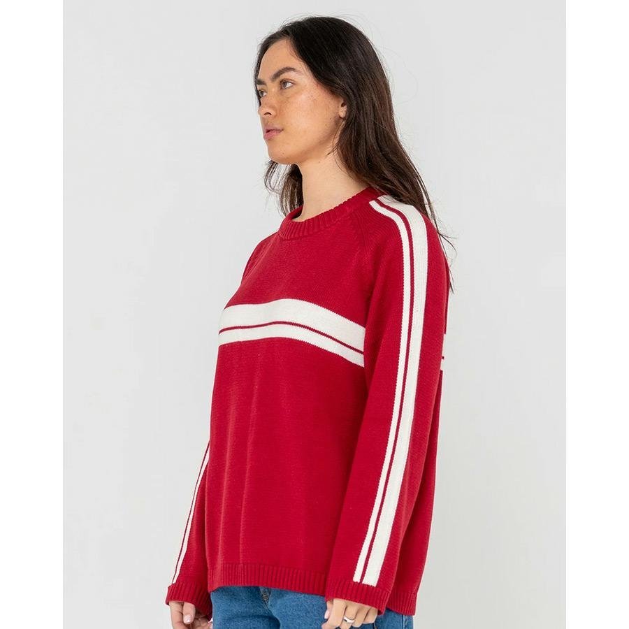 Rusty White Lines Crew Neck Knit