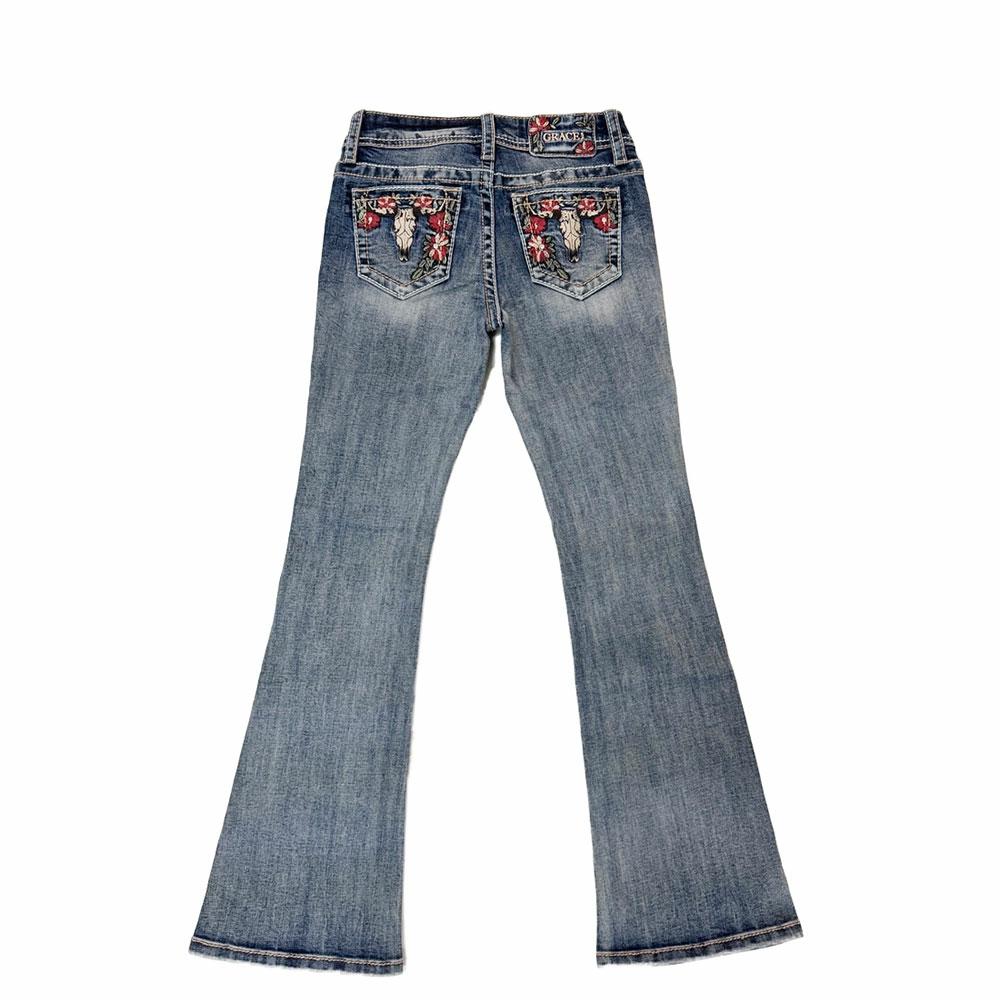 Grace in LA Steer Head Bootcut Girls Jeans