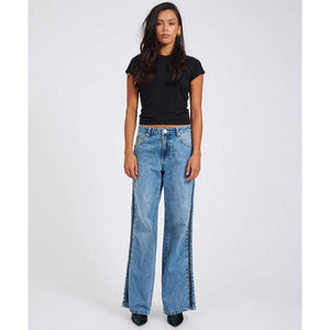 One Teaspoon Low Riders Low Waist Wide Leg Zipped Denim Jeans
