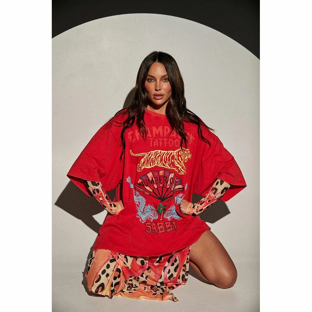 Sabbi Very Oversized Champagne Tattoo Tee