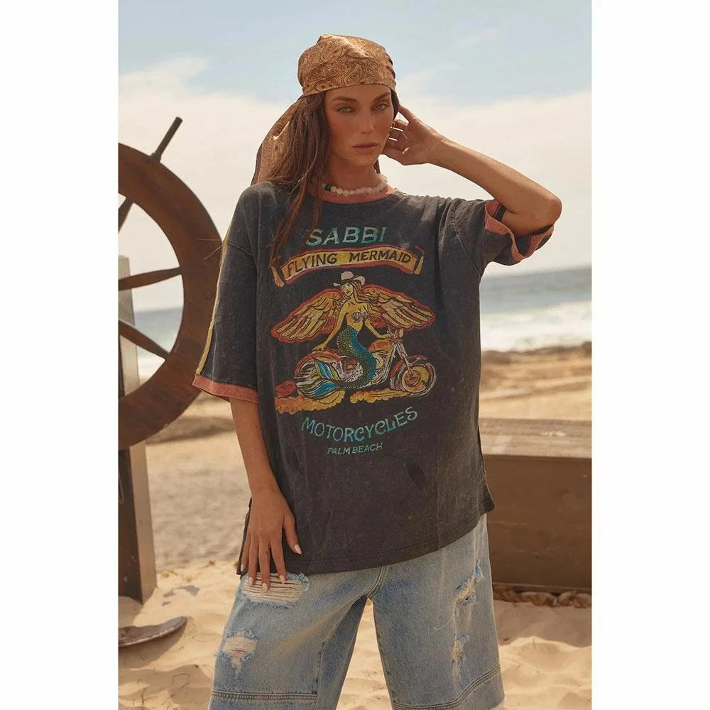 Sabbi Very Oversized Flying Mermaid Tee - Black