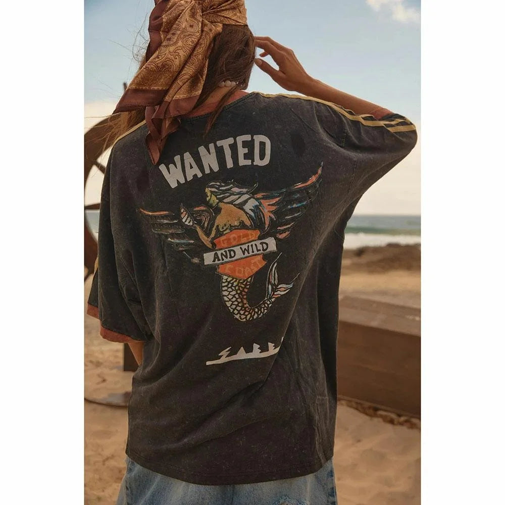 Sabbi Very Oversized Flying Mermaid Tee - Black