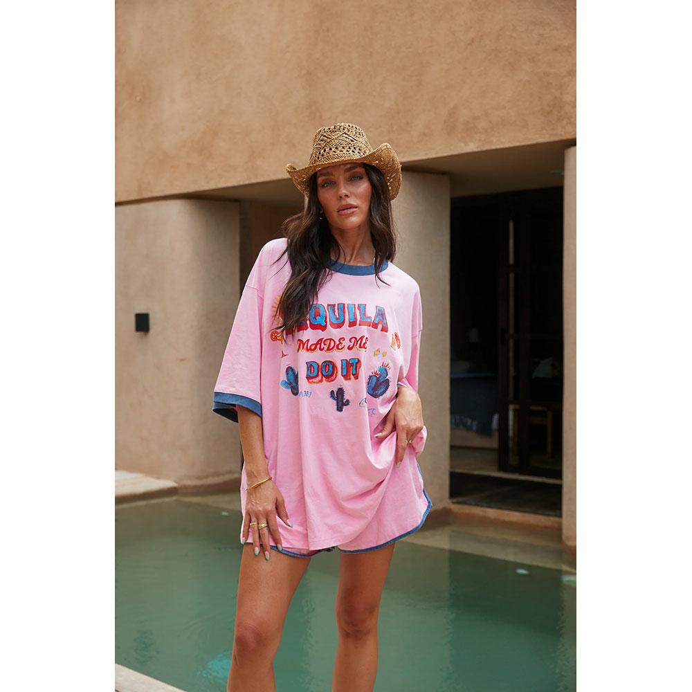 Sabbi Very Oversized Tequila Made Me Do It Tee - Pink