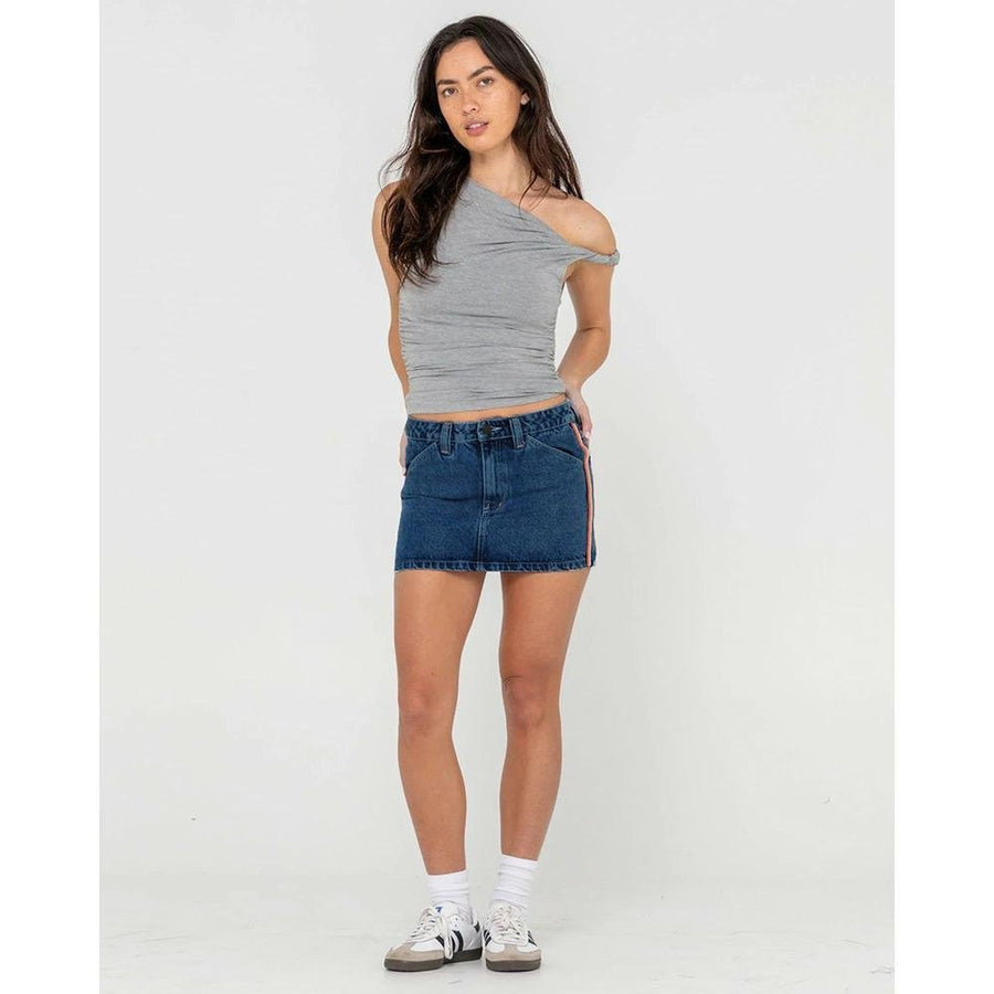 Rusty Flip Mommy Low Rise Mini Denim Skirt