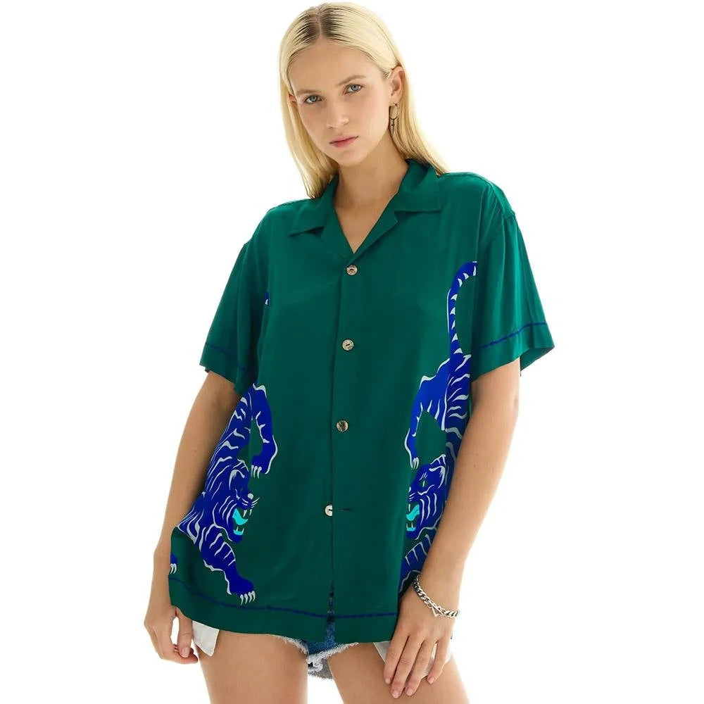 The Tales Crouching Tiger Emerald Camp Shirt