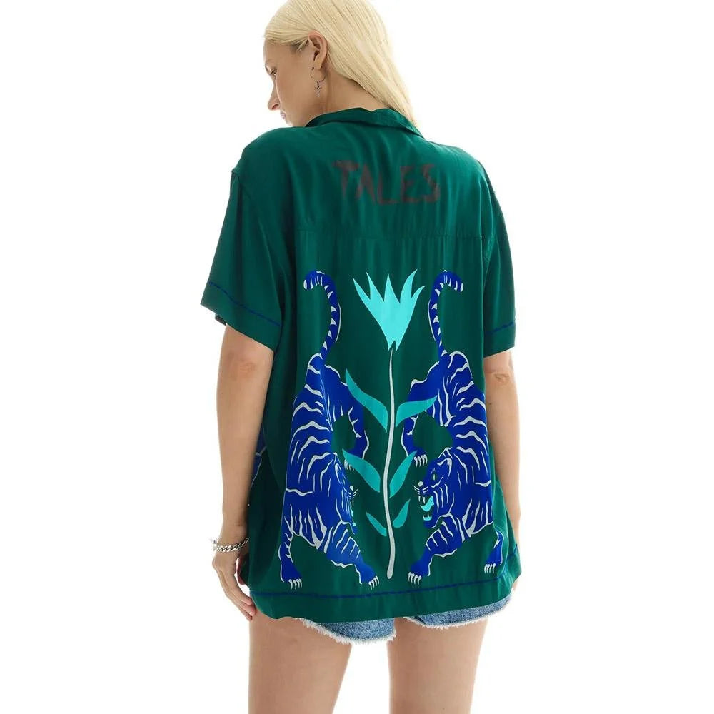 The Tales Crouching Tiger Emerald Camp Shirt