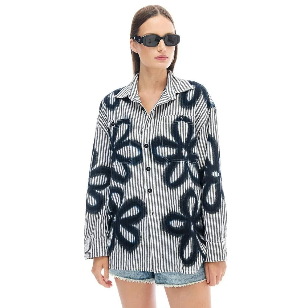 The Tales Floral Street Hand Spray Stripe Shirt
