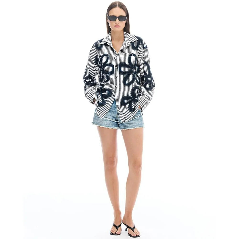 The Tales Floral Street Hand Spray Stripe Shirt