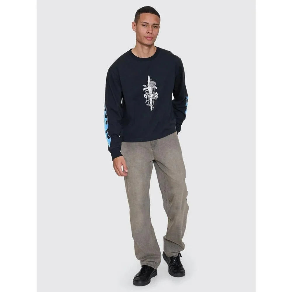 Thrills Night Petal Oversize Crop Long Sleeve Tee