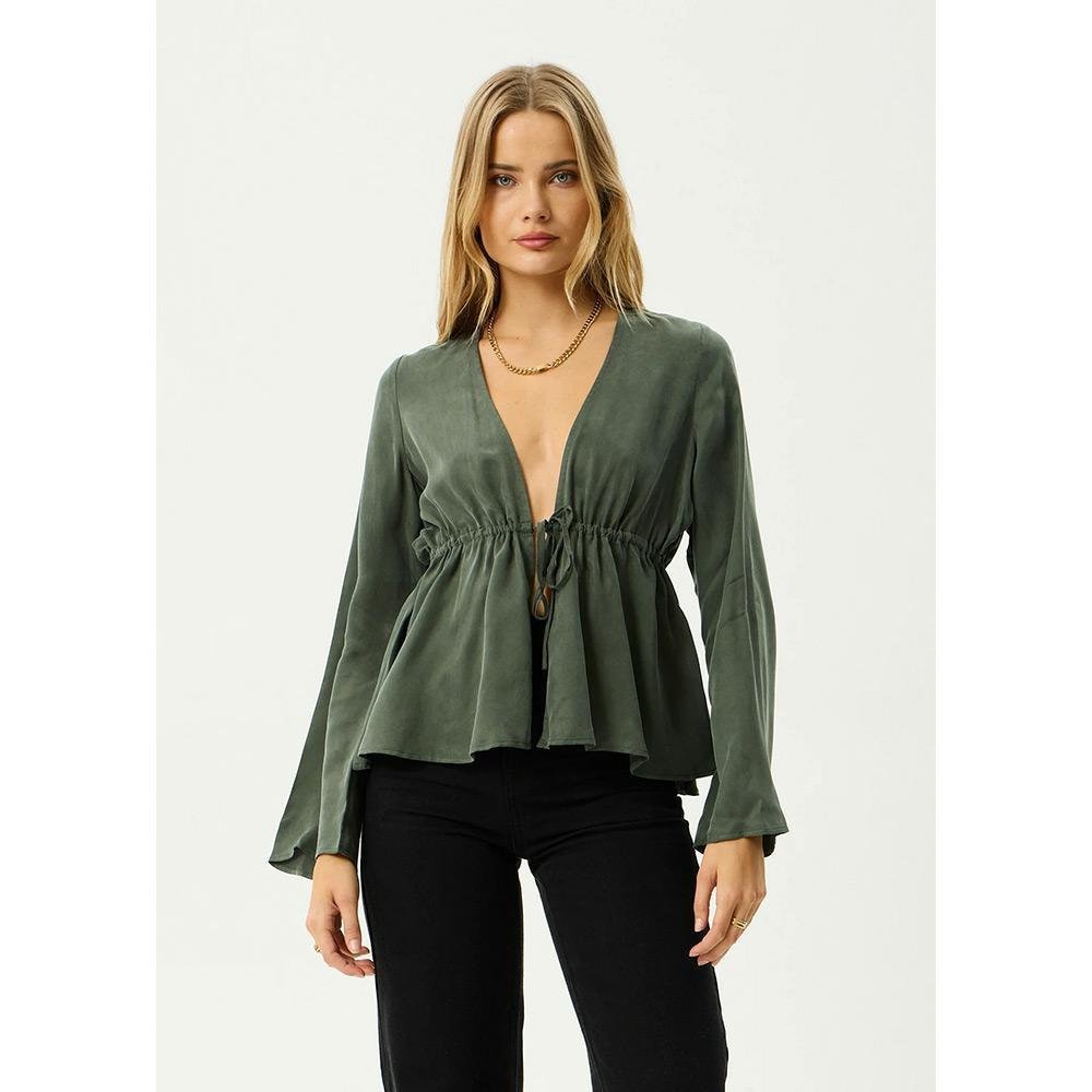 Afends Grace Cupro Tie Blouse