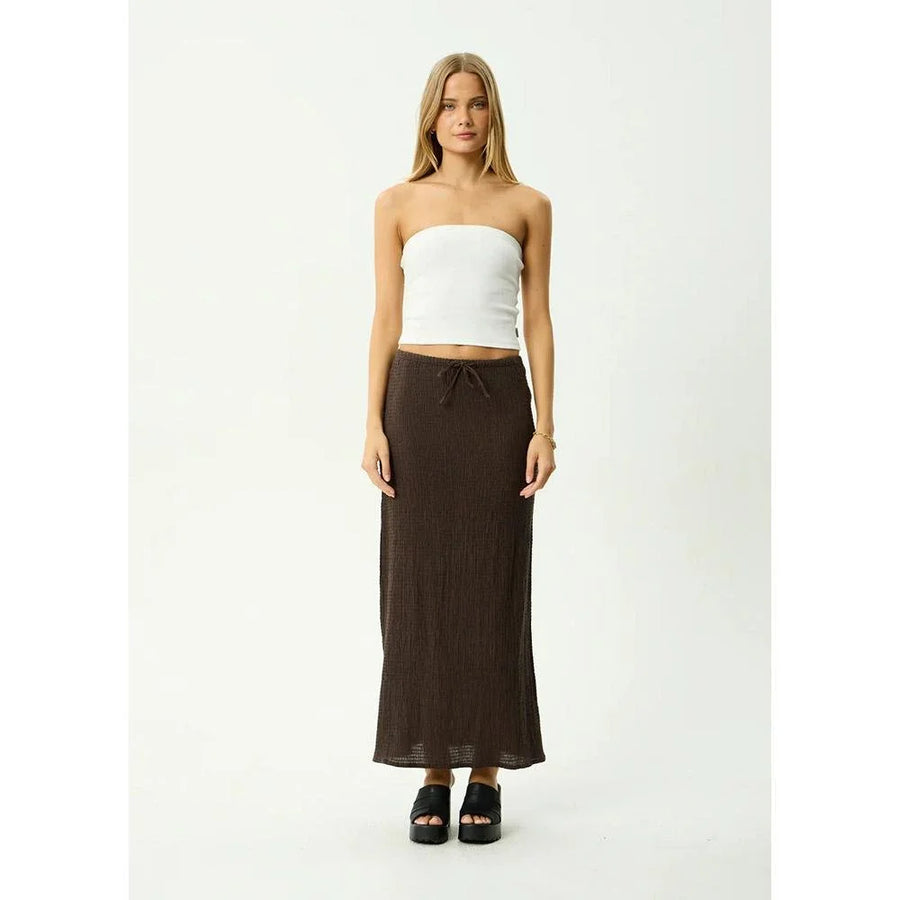 Afends Focus Seersucker Maxi Skirt