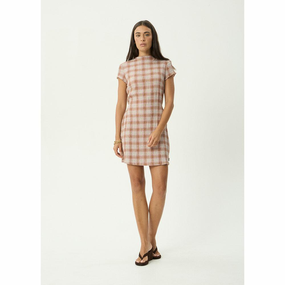Afends Elodie Seersucker Mini Dress - Desert Check