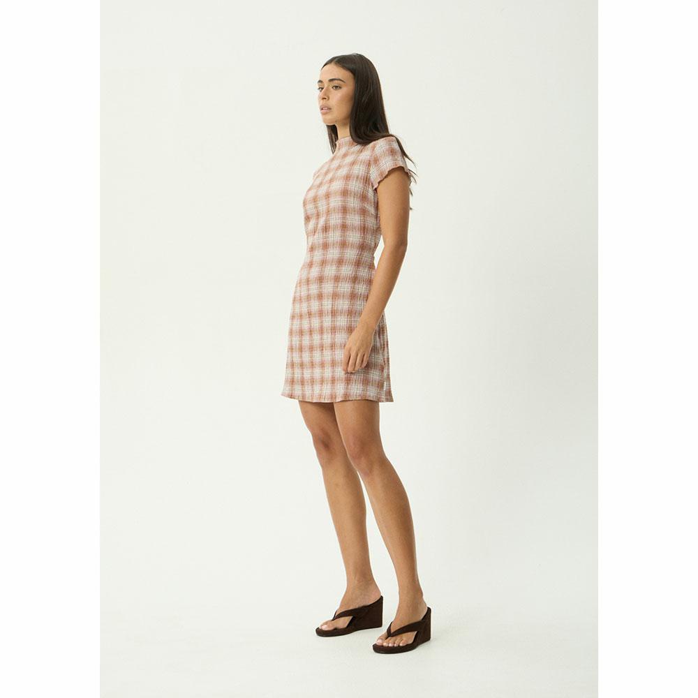 Afends Elodie Seersucker Mini Dress - Desert Check