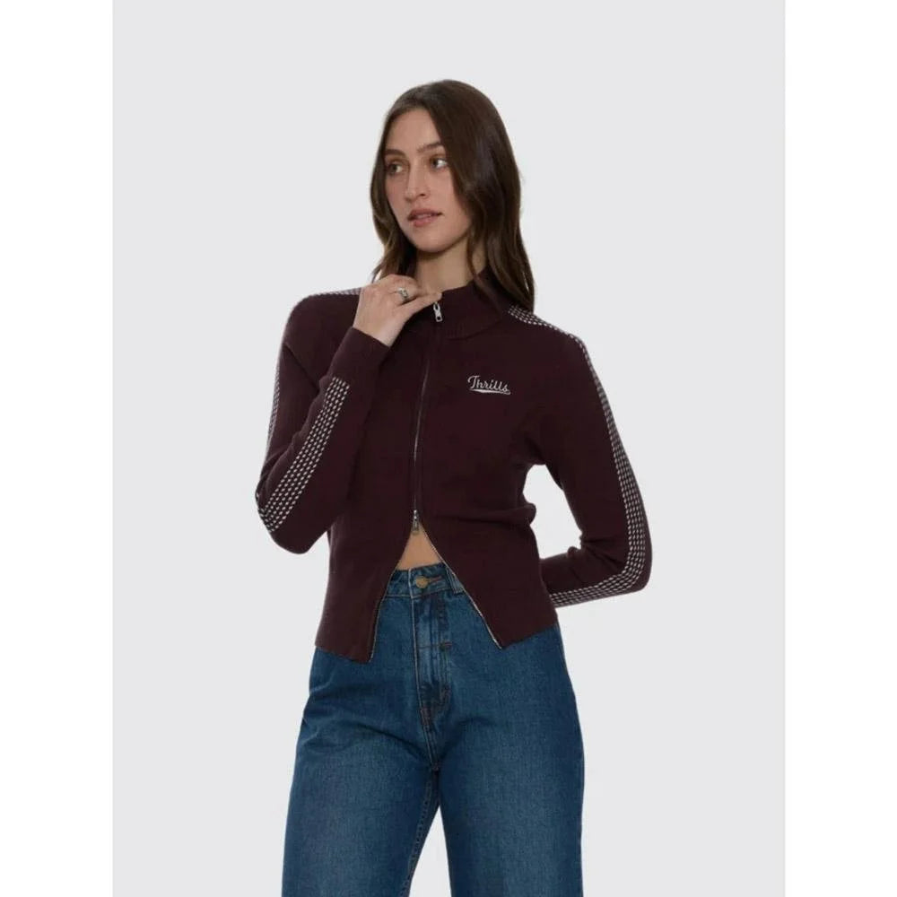 Thrills Final Call Zip Knit Sweater